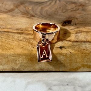 Bronzo Italia letter “A” charm ring SZ 5